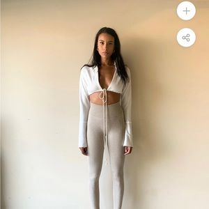 Cropped Tie Sweater White